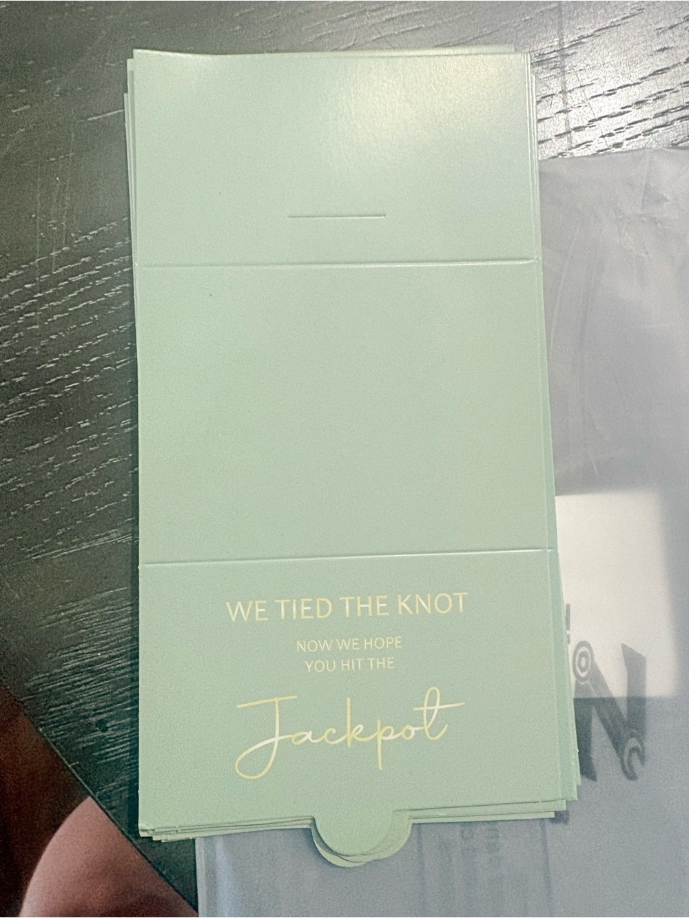 Mint Green Wedding Money Wallets with Gold Foil Accent